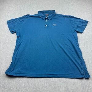 Patagonia Polo Shirt Mens 3XL Blue Trout Fitz Roy Organic Cotton Collard *FLAW